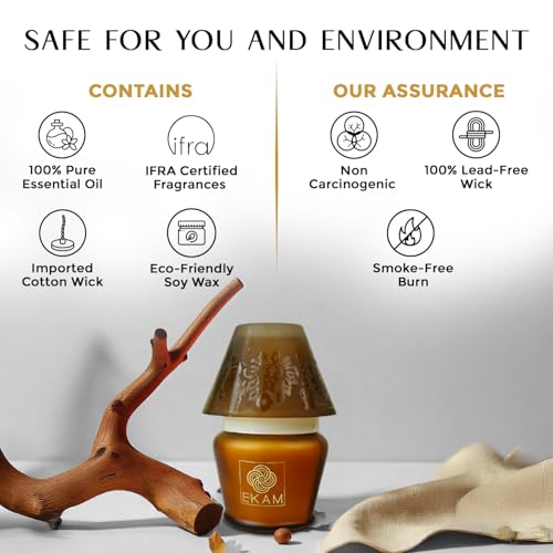 EKAM Scented Candle Frost Glass Lampshade | Mahogany Fragrance Candle | 114g | 22 Hr Burn | Luxury Aroma Candle for Home Décor, Relaxation, Aromatherapy & Gifting - Image 5