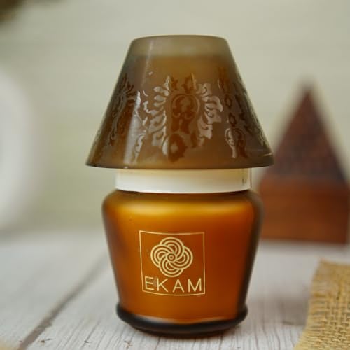EKAM Scented Candle Frost Glass Lampshade | Mahogany Fragrance Candle | 114g | 22 Hr Burn | Luxury Aroma Candle for Home Décor, Relaxation, Aromatherapy & Gifting - Image 1