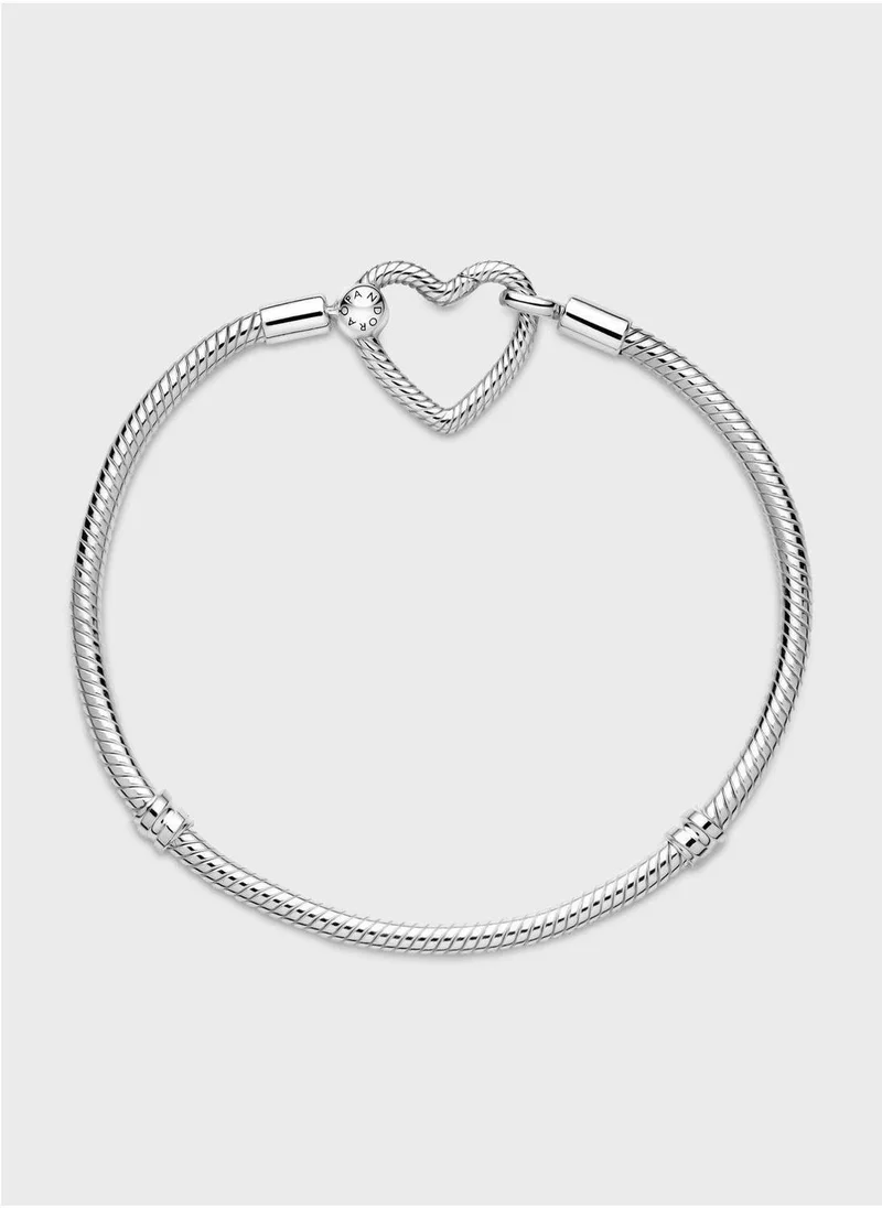 PANDORA  Pandora Moments Heart Closure Snake Chain Bracelet for Women | Best Price UAE