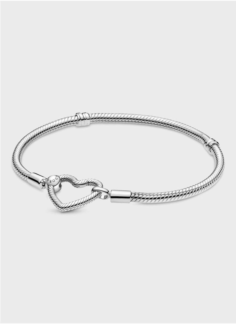 Pandora Moments Heart Closure Snake Chain Bracelet - Image 2
