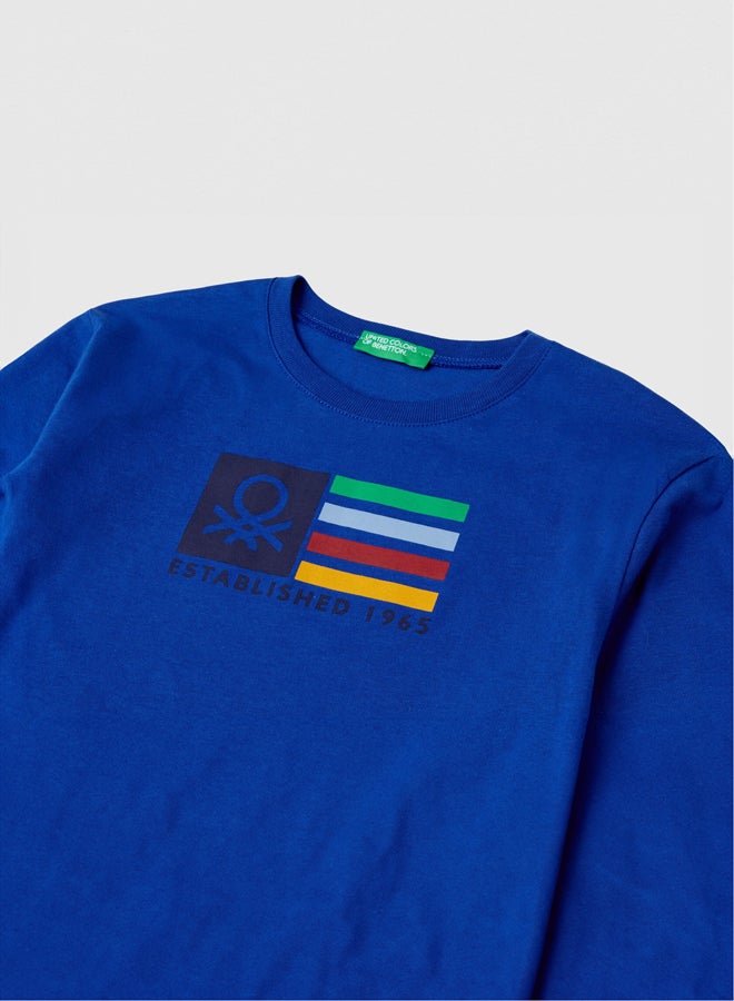 Benetton Boys Printed Long Sleeve T-Shirt - Image 3