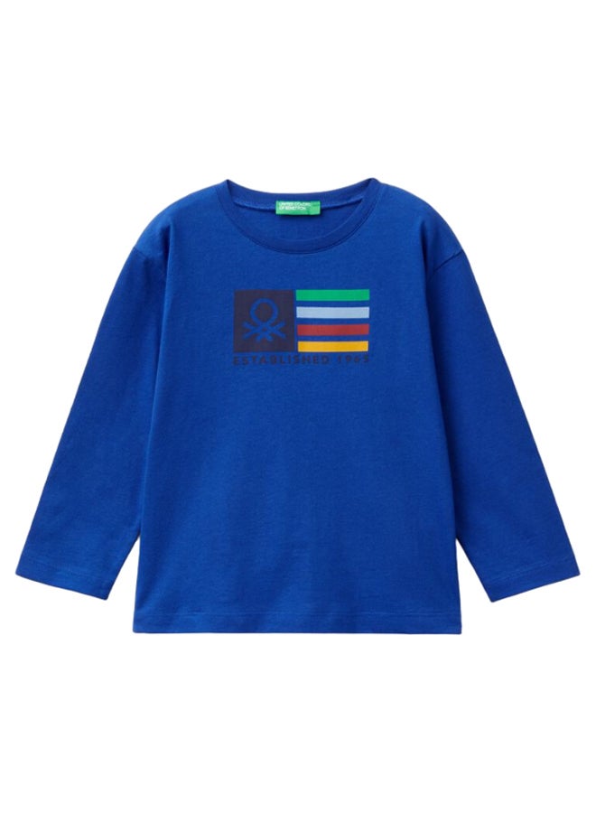 Benetton Boys Printed Long Sleeve T-Shirt - Image 1