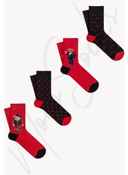 Mono Socks Gift Boxed 4-Piece Teddy Bear Valentine's Day Socks  - Image 5