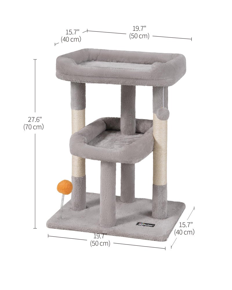 FourFurPets Small Cat Tree, Multi-Level Cat Tree for Indoor Cats, Cat Tower with Scratching Post, Cat Condo for Kittens,Toy Balls, 2 Soft Platform, Light Gray - Image 5