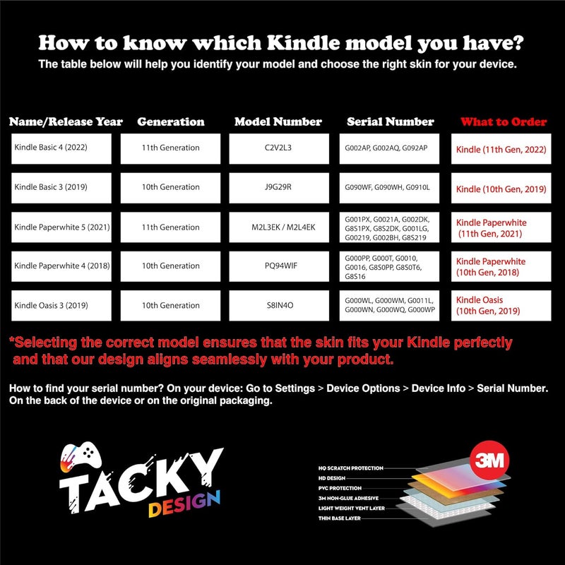 TACKY DESIGN غلاف تاكي ديزاين صلب لجهاز كيندل، غلاف ديكال، غلاف بسيط لجهاز كيندل بيبروايت، فينيل 3M متميز لملصق كيندل غلاف كامل ديكال (وردي خجول، كيندل (الجيل 11، 2022)) - Image 4