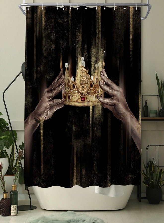 WELMECO Black and Gold Shower Curtain Black Girl Shower Curtain Bathroom Decor Polyester Fabric, 72x72inch - Image 3