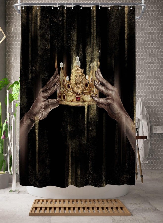 WELMECO Black and Gold Shower Curtain Black Girl Shower Curtain Bathroom Decor Polyester Fabric, 72x72inch - Image 2