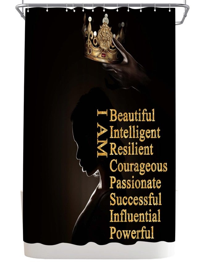 WELMECO Black and Gold Shower Curtain Black Girl Shower Curtain Bathroom Decor Polyester Fabric, 72x72inch - Image 5