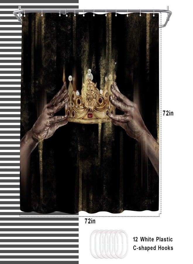 WELMECO Black and Gold Shower Curtain Black Girl Shower Curtain Bathroom Decor Polyester Fabric, 72x72inch - Image 4