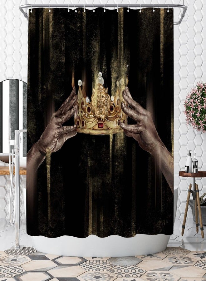 WELMECO Black and Gold Shower Curtain Black Girl Shower Curtain Bathroom Decor Polyester Fabric, 72x72inch - Image 1