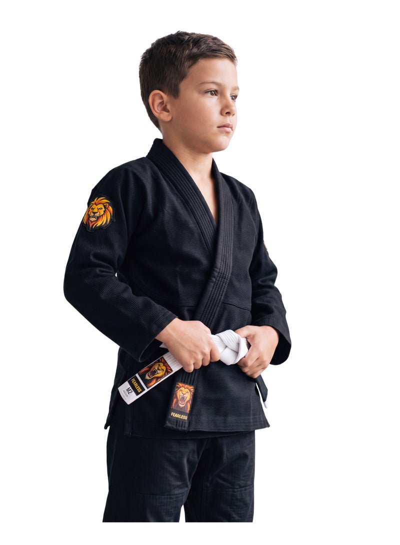 TATSU FEARLESS BJJ Gi – Black | Premium Pearl Weave - Kids - Image 3