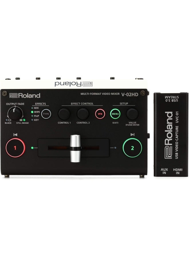 Roland V-02HD STR Video Switcher Web Streaming Bundle with UVC-01