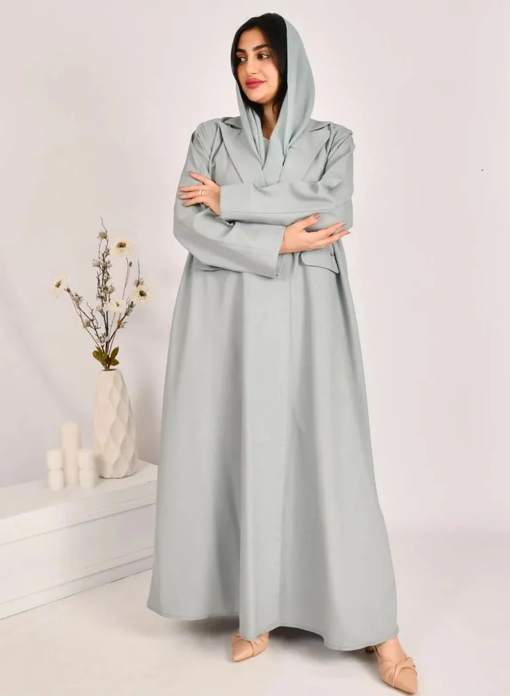 lamha abaya Tiffany-colored quarter-cloche blazer abaya with bright jacquard fabric