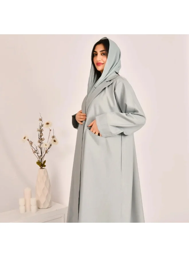 lamha abaya Tiffany-colored quarter-cloche blazer abaya with bright jacquard fabric