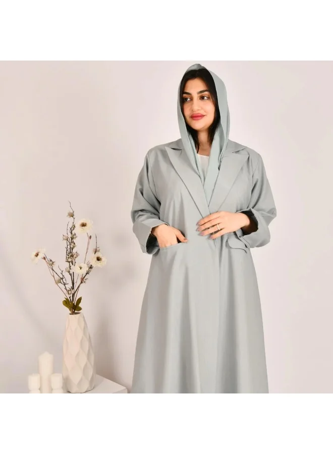 lamha abaya Tiffany-colored quarter-cloche blazer abaya with bright jacquard fabric