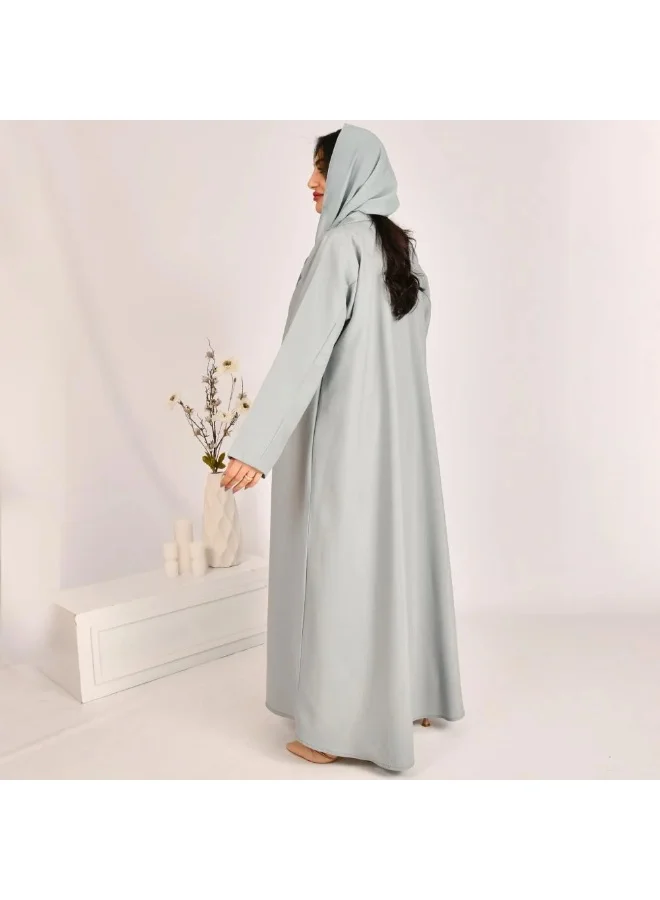 lamha abaya Tiffany-colored quarter-cloche blazer abaya with bright jacquard fabric