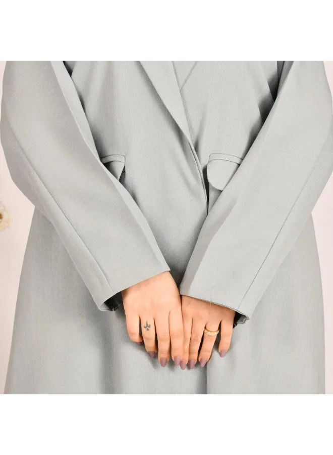 lamha abaya Tiffany-colored quarter-cloche blazer abaya with bright jacquard fabric
