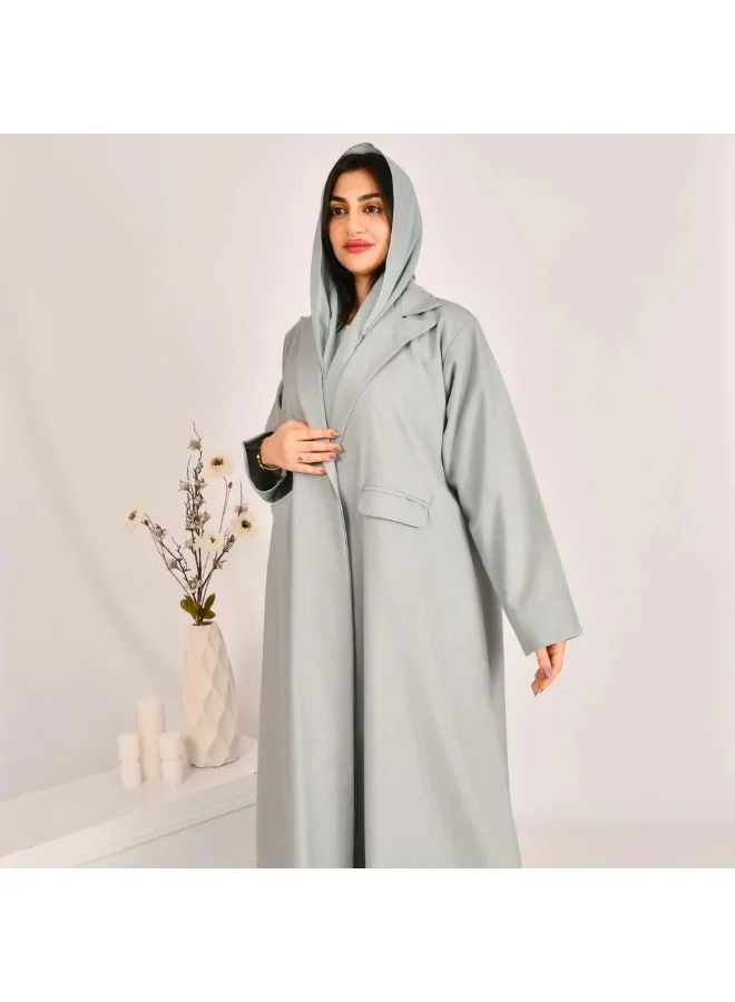 lamha abaya Tiffany-colored quarter-cloche blazer abaya with bright jacquard fabric