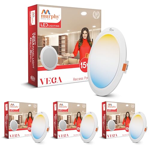Murphy Polycarbonate 15Watts Vega 3-in-1 Round Led Panel Ceiling Color Changing Light (Cool White/Warm White/Natural White, Pack of 4) - Image 1