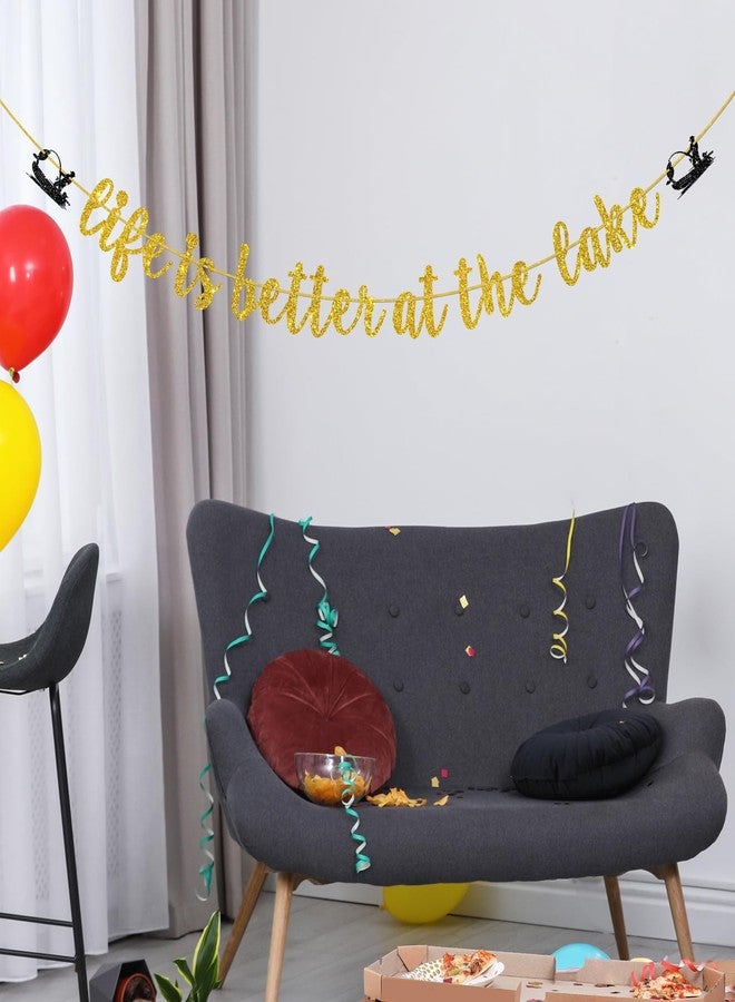Helewilk Gold Glitter Life is Better at The Lake Banner, Fishing Theme Birthday/Retirement Party Decoration Banner, Welcome to Lake House Party Bunting Decor - Image 5