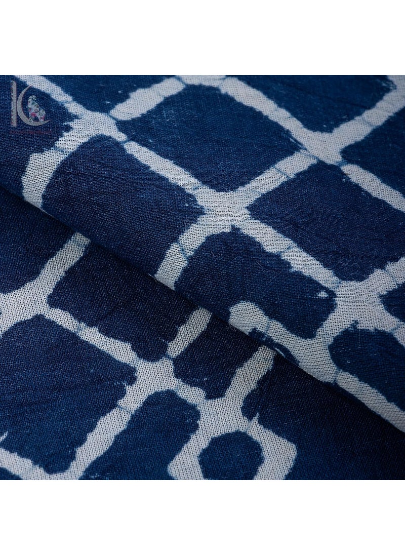 KHUSHI HANDICRAFT Khushi Handicraft Pure Cotton Voile Wave Pattern Hand Block Indigo Blue Wave Printed Unstitched 100 Fabric for Making Dress Material 1 Meter  - Image 4