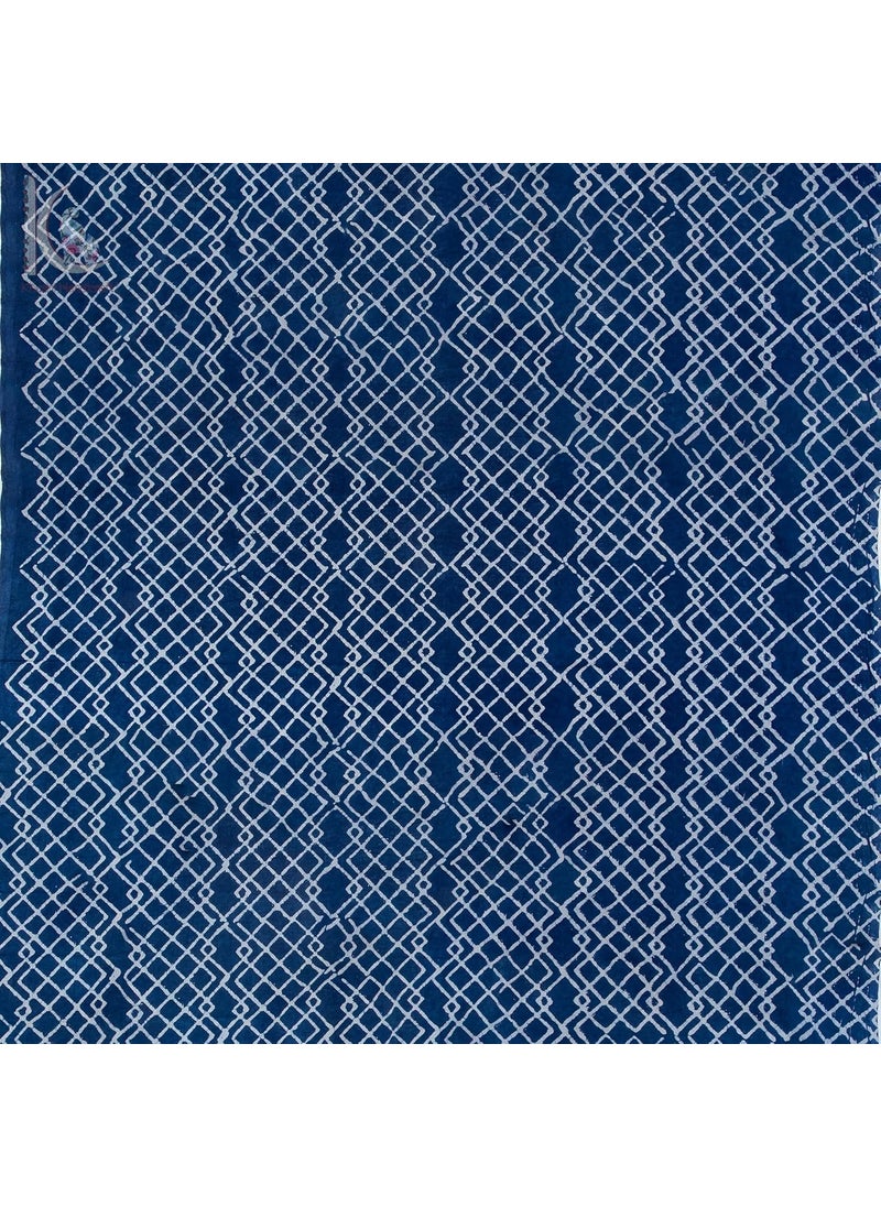 KHUSHI HANDICRAFT Khushi Handicraft Pure Cotton Voile Wave Pattern Hand Block Indigo Blue Wave Printed Unstitched 100 Fabric for Making Dress Material 1 Meter  - Image 5