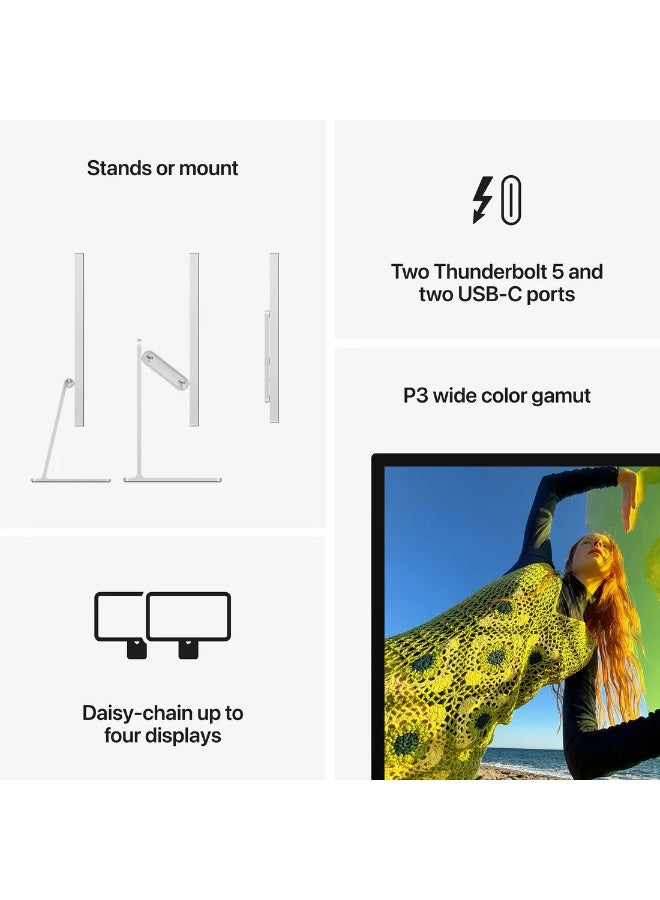 ابل  Studio Display - Standard glass - Tilt- and height-adjustable stand black - Image 2