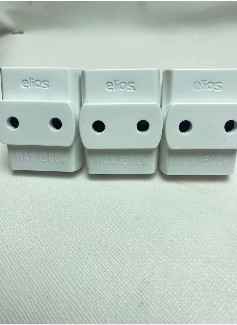 Elios - 3 three-way connector, 16 amp, used for refrigerator, washing machine, and microwave It can handle up to 1500 watts without a wire. It is equipped with a safety plug. - Image 1