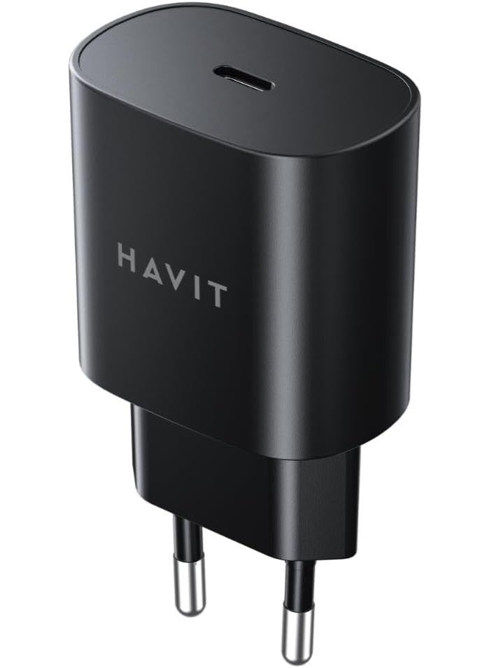 هافيت Havit UC25 USB-C 25W Fast Charging Wall Charger - Black - Image 2