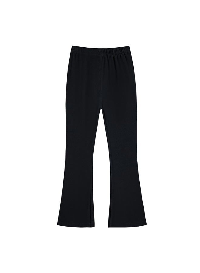 loyboon Toddler Girl Flare Pants Leggings for Girls Black Fleece Lined Warm Bell Bottoms Leggings Wide Leg Pants, Black, 4-5 Years - Image 1