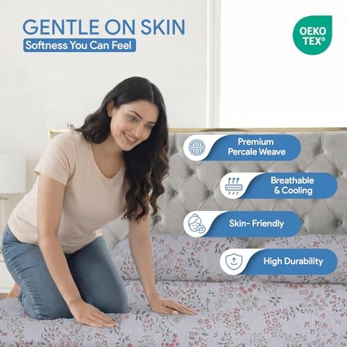 LINENWALAS 100% Pure Cotton Percale Linen Bedsheet For Single Bed Size Bedding With Pillow Cover For Bedroom,Soft Smooth Crisp Hotel Quality Flat Sheets For Summer(90X60 Inch,White),300 TC - Image 5