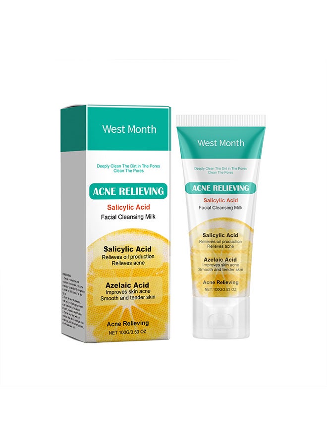 القمر الغربي منظف ​​حمض الساليسيليك المضاد لحب الشباب من ويست مونث غني بالجلسرين، وجليسينات كوكويل الصوديوم، وكبريتات لوريث الصوديوم، وحمض الساليسيليك، وحمض الداكريك، ومستخلص فاكهة البرتقال، ومكونات أخرى. مناسب لترطيب البشرة، والتحكم في إفرازاتها الدهنية، وتنظيفها، وتهدئتها. - Image 1