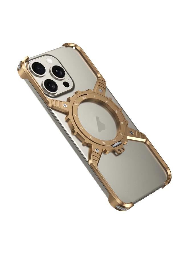 S-TOP Case For iPhone 16 Pro Max Mechanical Gear MagSafe Holder Borderless Metal Phone Case - Image 2