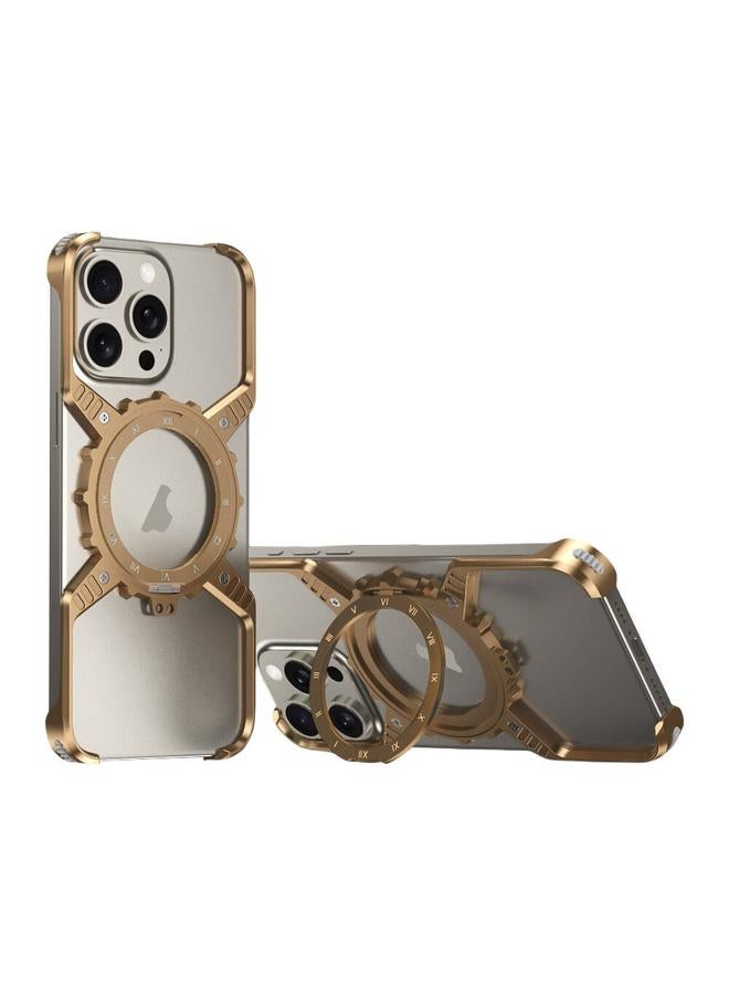 S-TOP Case For iPhone 16 Pro Max Mechanical Gear MagSafe Holder Borderless Metal Phone Case - Image 1