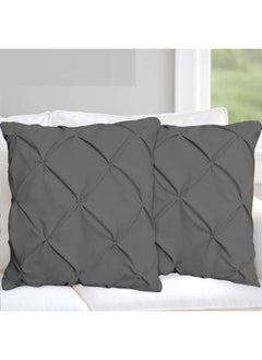 Precious Star Linen Pintuck Dark Grey 26x26 Inch Square Pillowcase Set of 2