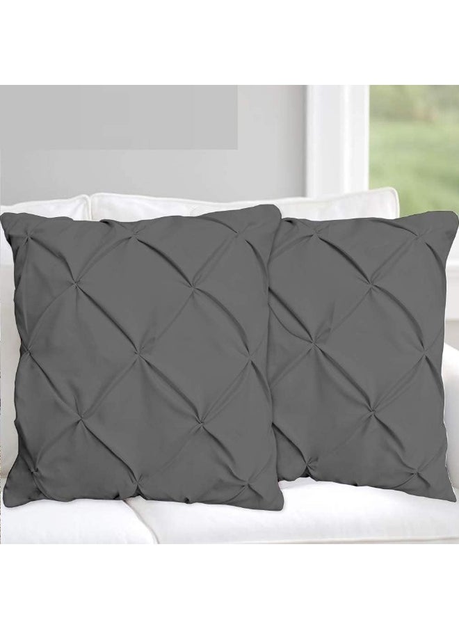 Generic - Precious Star Linen Pintuck Dark Grey 26x26 Inch Square Pillowcase Set of 2 - Image 1