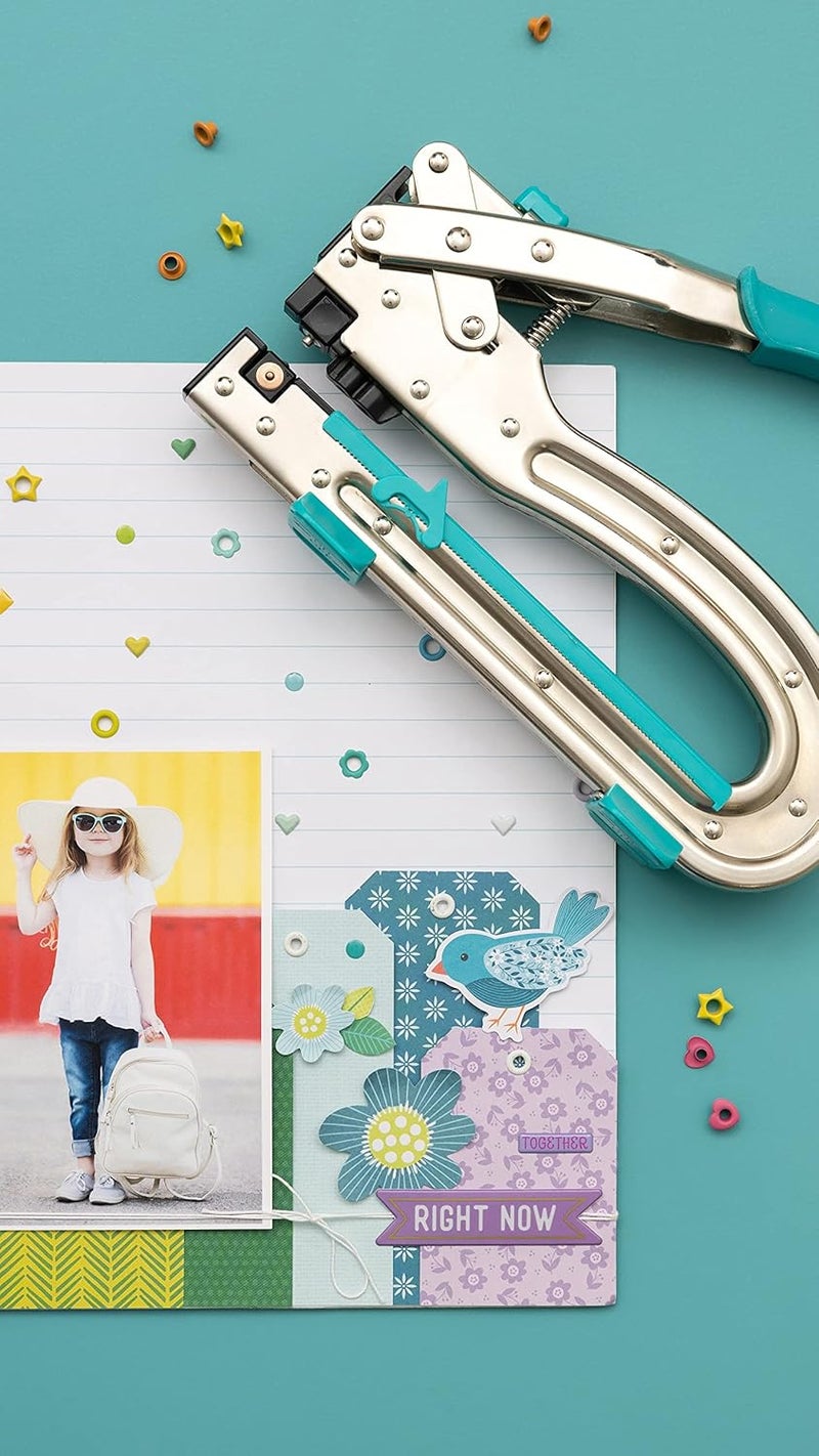 We R Memory Keepers Crop-A-Dile 2 Big Bite Punch - Long Reach Hole Punch & Eyelet Setter in Aqua - Image 5