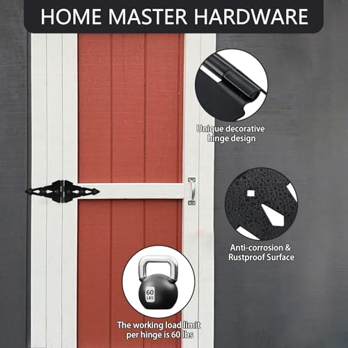 HOME MASTER HARDWARE Wood Gate Hardware Set - Heavy Duty 8" Decorative Strap Hinges and Spring Loaded Latch Kit with Screws for Outdoor Fence Swing Gate Black Finish - Image 5