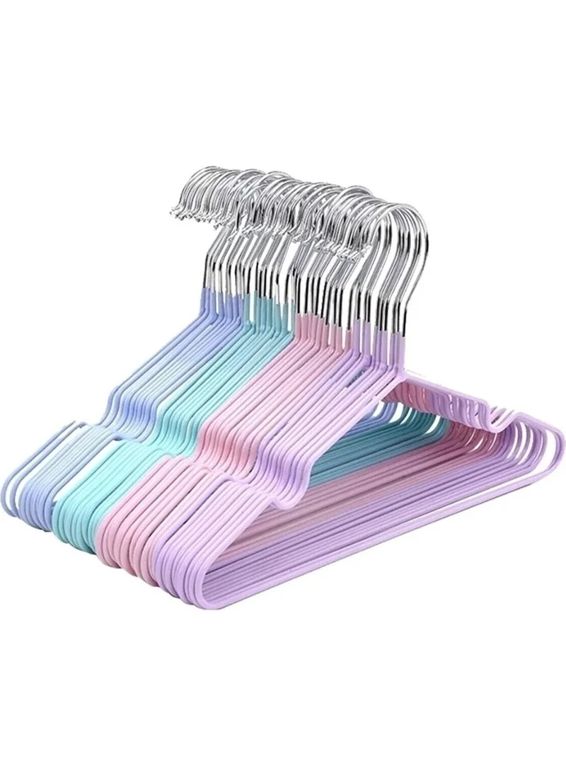 Bizimevde PVC Coated Non-Slip Metal Clothes Wardrobe Hanger Lilac 10 Pieces