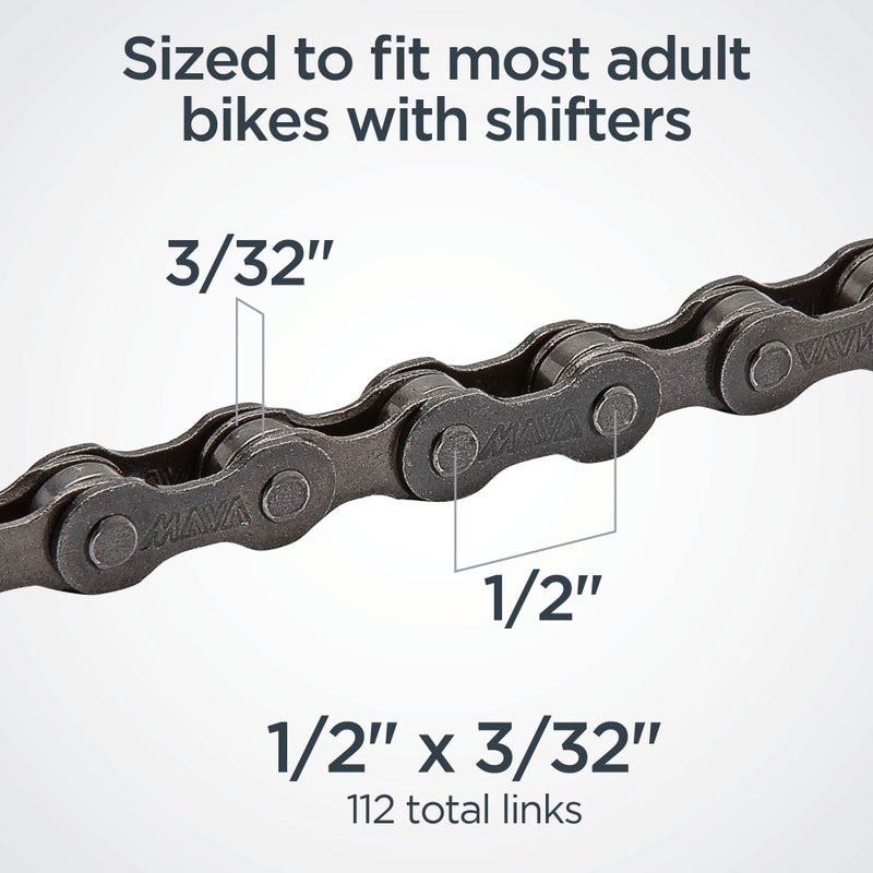 Schwinn Bike Chain, 1/2" x 3/32" Derailleur Chain Replacement, 112 Total Links, for Derailleur, Mountain, 6-7 Speed Cruisers and Hybrid Bikes, Fits Most Adult Shifter Bicycles - Image 1
