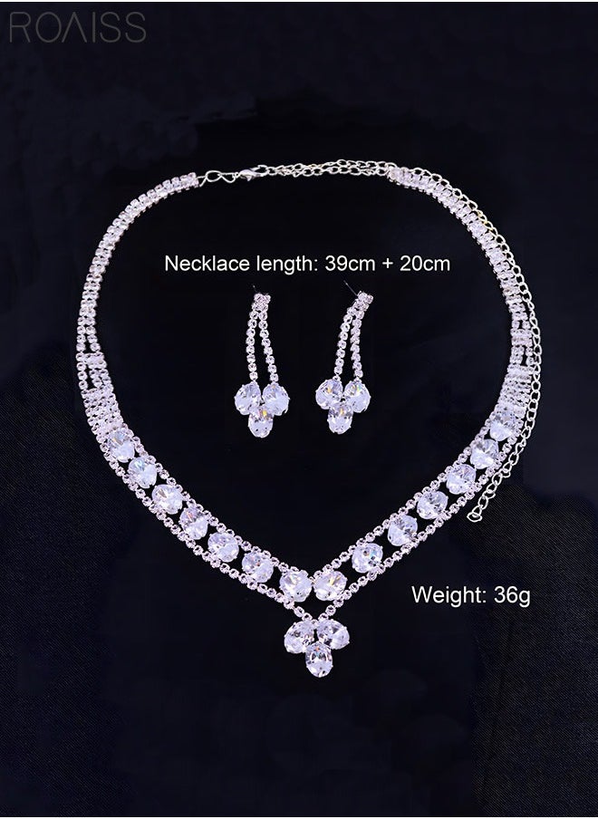 roaiss - 2-Piece Set Women's Jewelry Shiny Diamond Bridal Jewelry Exquisite Craftsmanship Banquet Jewelry Set - Image 1