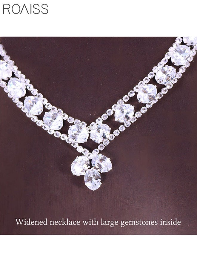 roaiss - 2-Piece Set Women's Jewelry Shiny Diamond Bridal Jewelry Exquisite Craftsmanship Banquet Jewelry Set - Image 1