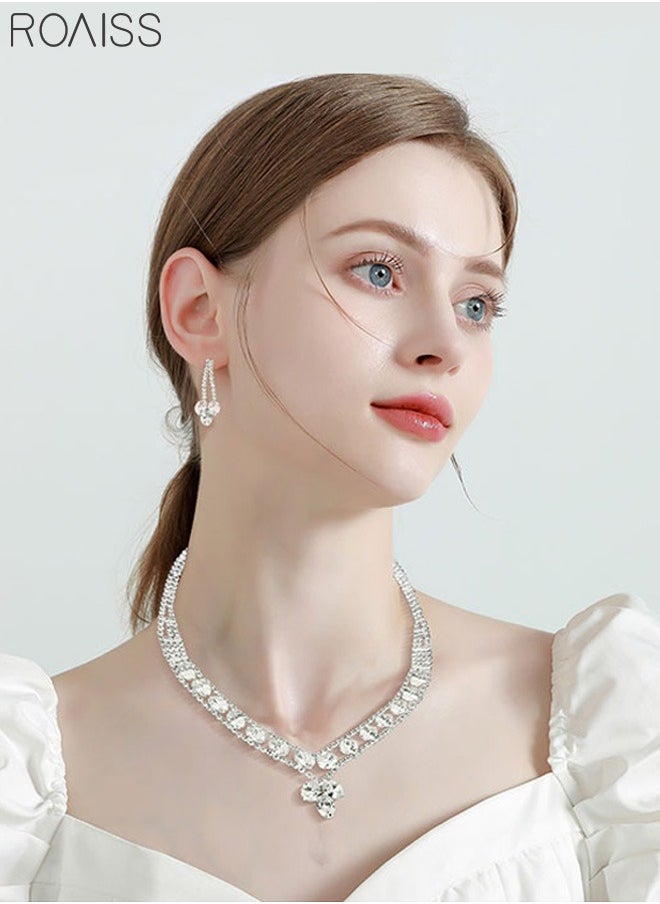 roaiss - 2-Piece Set Women's Jewelry Shiny Diamond Bridal Jewelry Exquisite Craftsmanship Banquet Jewelry Set - Image 1