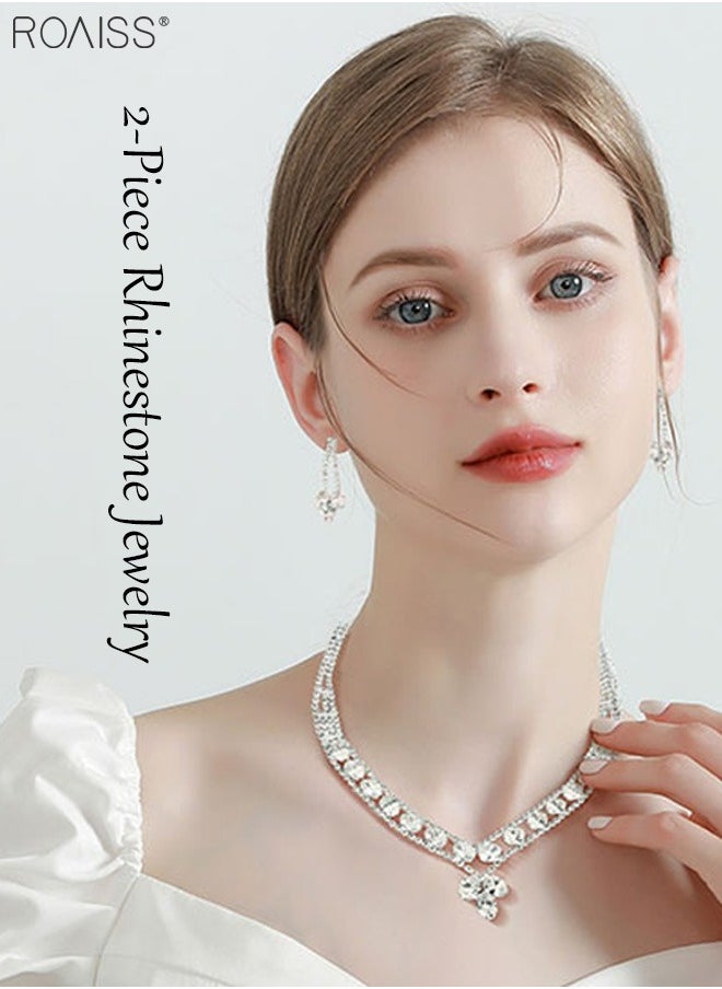 roaiss - 2-Piece Set Women's Jewelry Shiny Diamond Bridal Jewelry Exquisite Craftsmanship Banquet Jewelry Set - Image 1