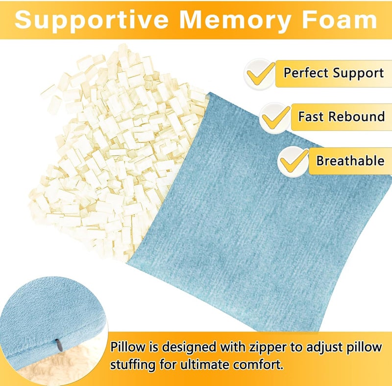 1 MIDDLE ONE 2 Pack Small Pillow, Cooling Memory Foam Mini Pillow 11 X 7 Inches for Sleeping, Travel, Nap and Neck, Knee, Lumbar Support, Tiny Cushion for Pet, Dogs (Blue) - Image 2