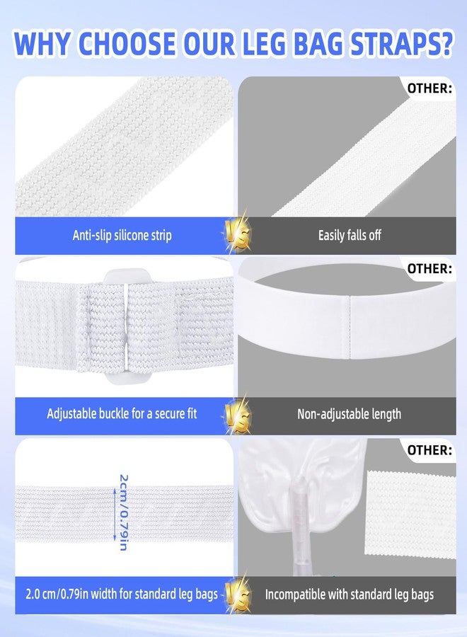 Fukaisu 4 Pcs Catheter Leg Bag Straps with Silicone Strips, Adjustable Anti-Slip Catheter Holder Post-Surgery Urinary Drainage Bag Leg Band for Secure Tube Stabilization - Image 3