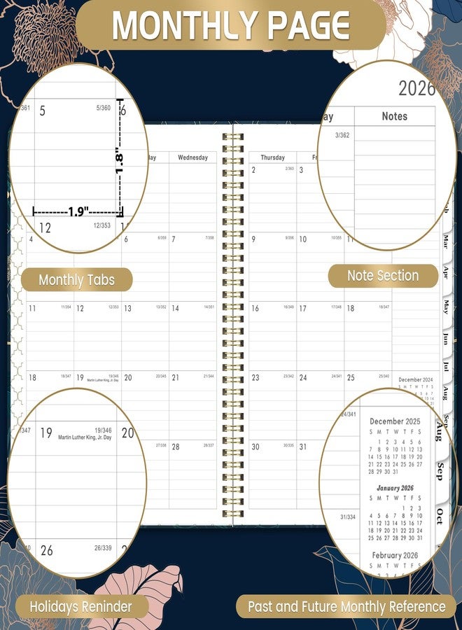 Pinchoco 2026 Planner - Large Planner 2026, 9" x 11", Jan.2026 - Dec.2026, Weekly ＆ Monthly Planner 2026, Hardcover, Colorful Tabs, Elastic Closure, Pocket - Image 4