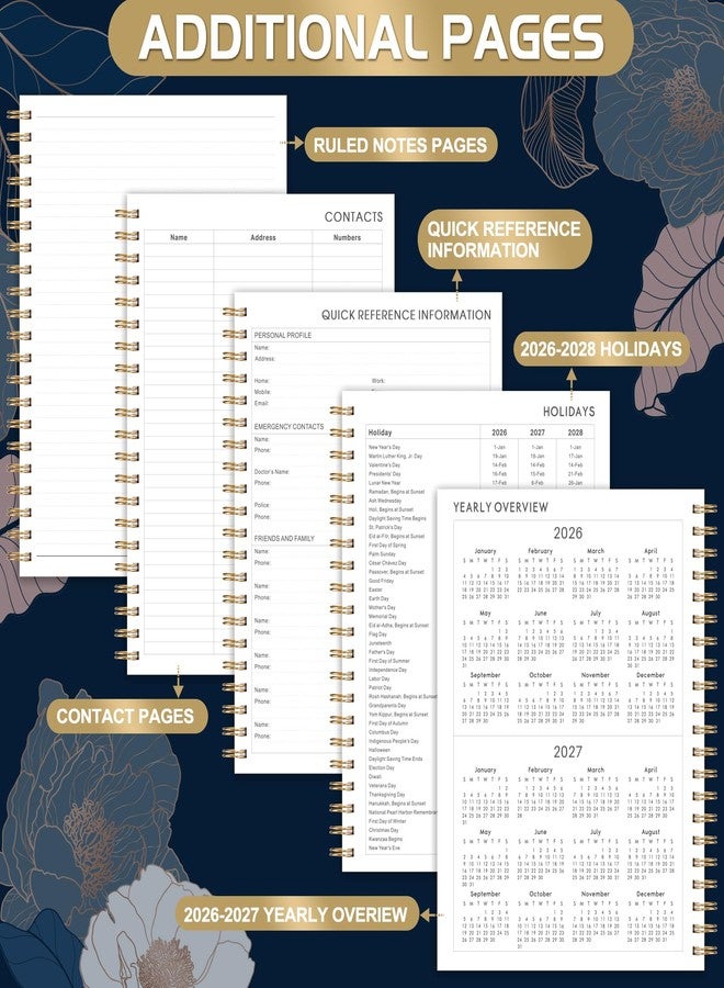 Pinchoco 2026 Planner - Large Planner 2026, 9" x 11", Jan.2026 - Dec.2026, Weekly ＆ Monthly Planner 2026, Hardcover, Colorful Tabs, Elastic Closure, Pocket - Image 5
