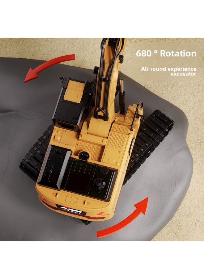 Generic - Super Large Remote Control Excavator Children's Toy Car Alloy Engineering Car Boy Electric Excavator Excavator Large-Color:2.4-alloy Remote Control Excavator-black-11 Channels [e-commerce Box] - Image 1