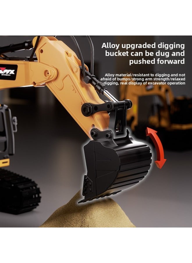 Generic - Super Large Remote Control Excavator Children's Toy Car Alloy Engineering Car Boy Electric Excavator Excavator Large-Color:2.4-alloy Remote Control Excavator-black-11 Channels [e-commerce Box] - Image 1